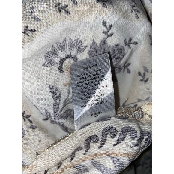 Harlow & Rose L  Boho Style Midi Dress Cream Paisley Floral Print Belt Dress - Picture 11 of 12